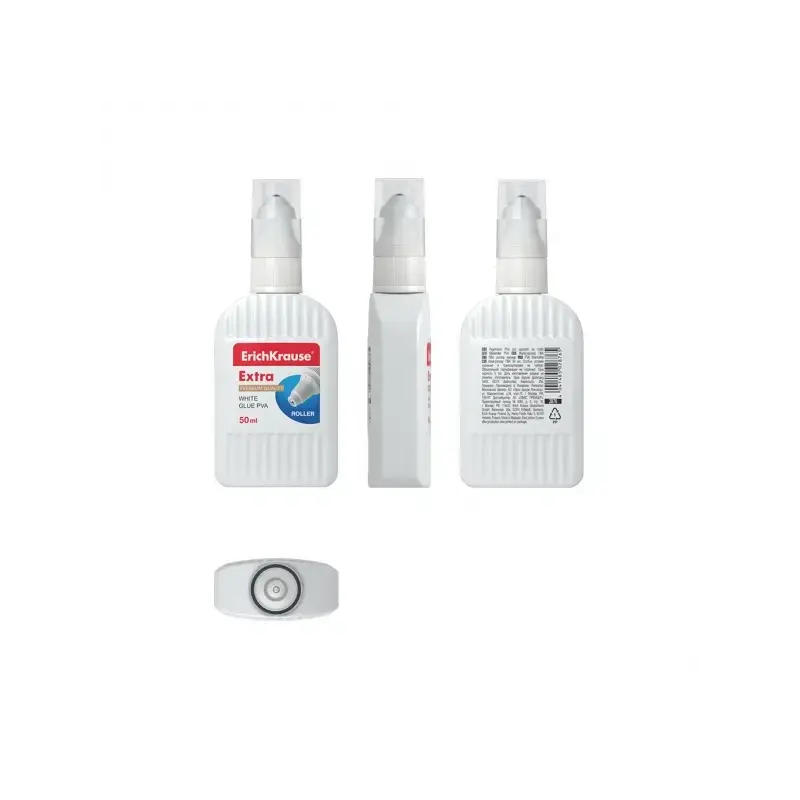 Erichkrause Cola Blanca PVA Roller 50ml - Alta Capacidad Adhesiva - Aplicador de Rodillo - No Toxico - Resistente al Frio - Colo