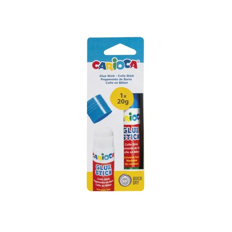 Carioca Pegamento de Barra 20gr - Ideal para Casa, Colegio y Oficina - Pega Papel, Fotos, Tejidos y mas - sin Disolventes - Colo