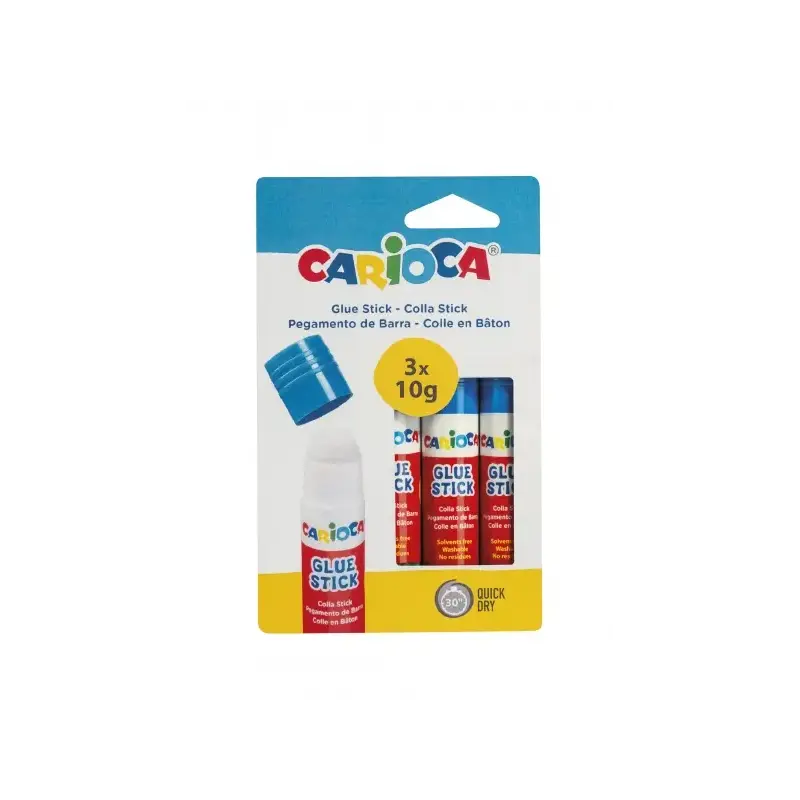 Carioca Pack de 3 Pegamentos de Barra - Ideal para Casa, Colegio y Oficina - Pega Papel, Fotos y Tejidos - sin Disolventes - Col