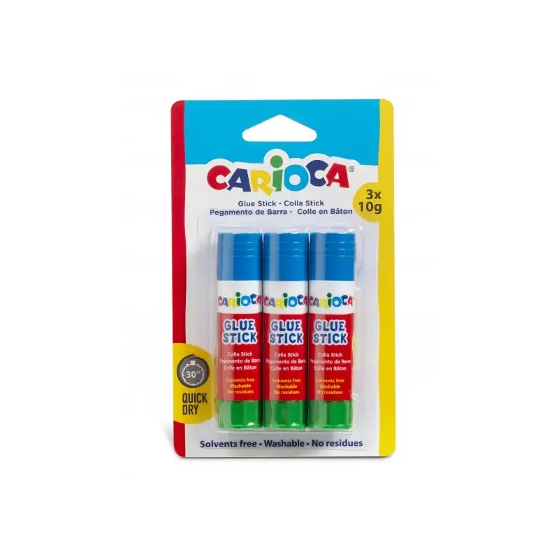 Carioca Pack de 3 Pegamentos de Barra - Ideal para Casa, Colegio y Oficina - Pega Papel, Fotos y Tejidos - sin Disolventes - Col