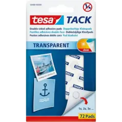 Tesa Tesatack Pack de 72 Puntos Adhesivos de Doble Cara - Fuertes y Limpias - Transparentes | Ahorro Imprimiendo