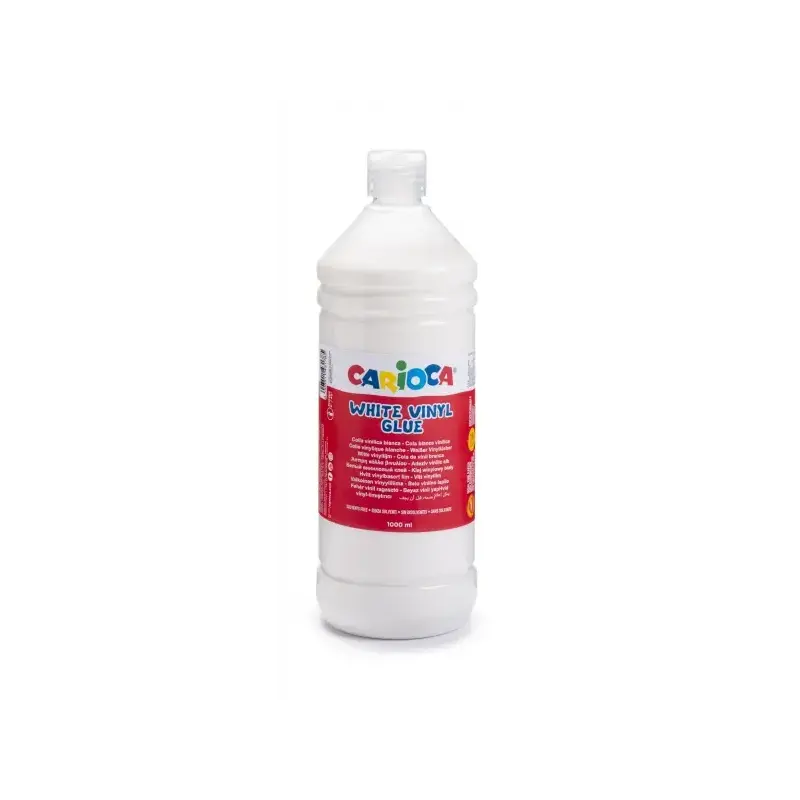 Carioca de Cola Blanca 1L - Tapa con Dispensador - Apta para Papel y Carton - Secado Transparente - Color Blanco | Ahorro Imprim
