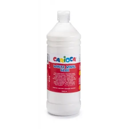 Carioca de Cola Blanca 1L - Tapa con Dispensador - Apta para Papel y Carton - Secado Transparente - Color Blanco | Ahorro Imprim