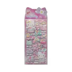 Comansi Pegatinas en Relieve Hello Kitty 10 x 25 cm - 4 Modelos Surtidos - Efecto 3D - Estilo Kawaii | Ahorro Imprimiendo