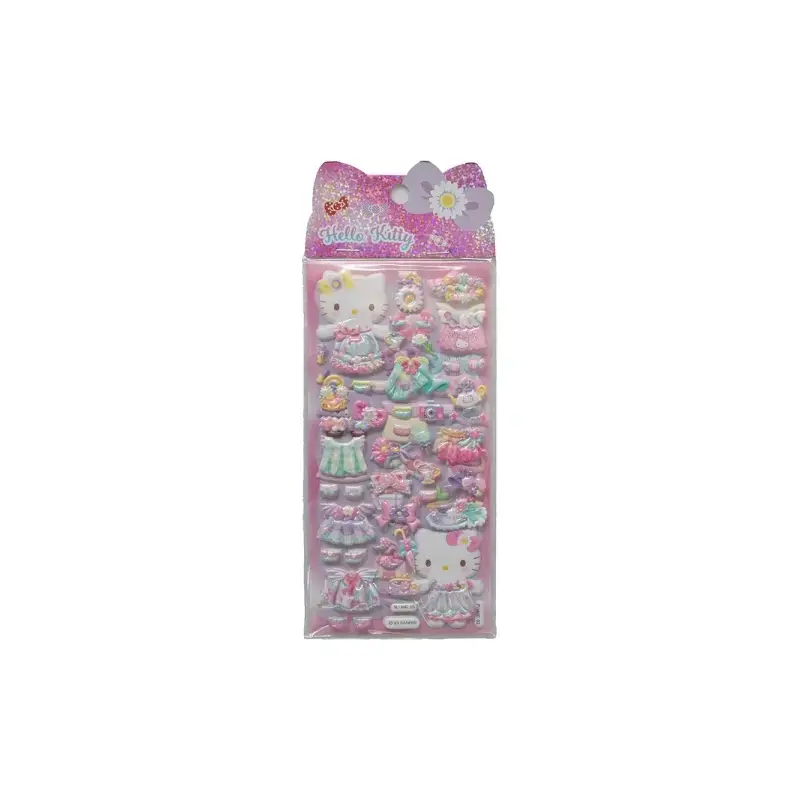 Comansi Pegatinas en Relieve Hello Kitty 10 x 25 cm - 4 Modelos Surtidos - Efecto 3D - Estilo Kawaii | Ahorro Imprimiendo