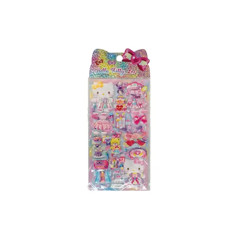 Comansi Pegatinas en Relieve Hello Kitty 10 x 25 cm - 4 Modelos Surtidos - Efecto 3D - Estilo Kawaii | Ahorro Imprimiendo