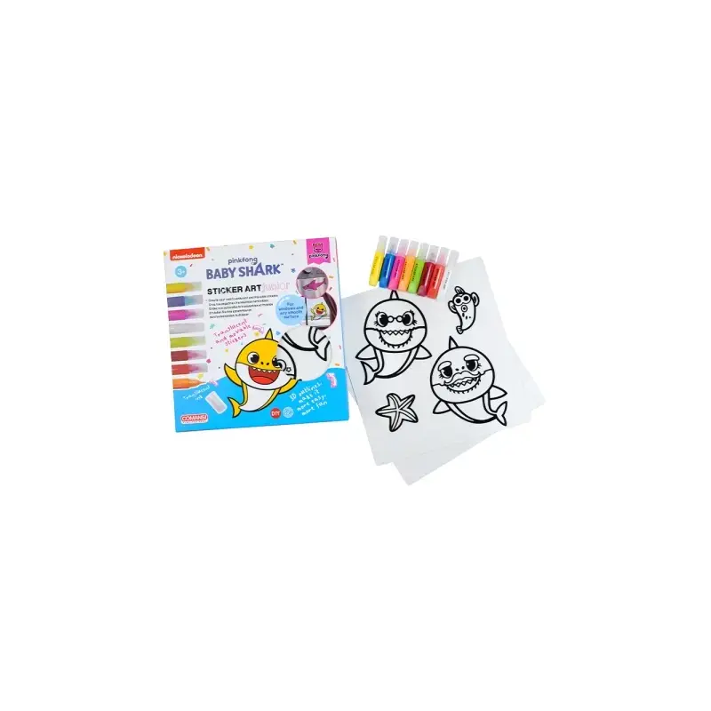 Comansi Sticker Art Junior Baby Shark - Pegatinas Creativas para Ventanas - Manualidades Infantiles - Surtido Temático | Ahorro