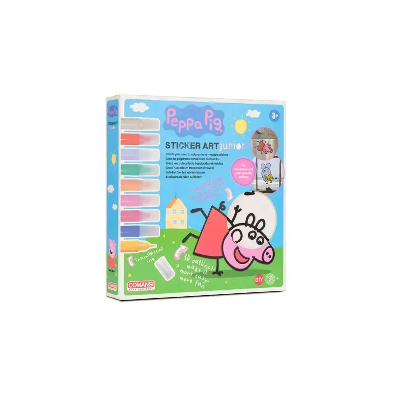 Comansi Sticker Art Junior Peppa Pig - Pegatinas Creativas para Ventanas - Manualidades Infantiles - Surtido Temático | Ahorro I