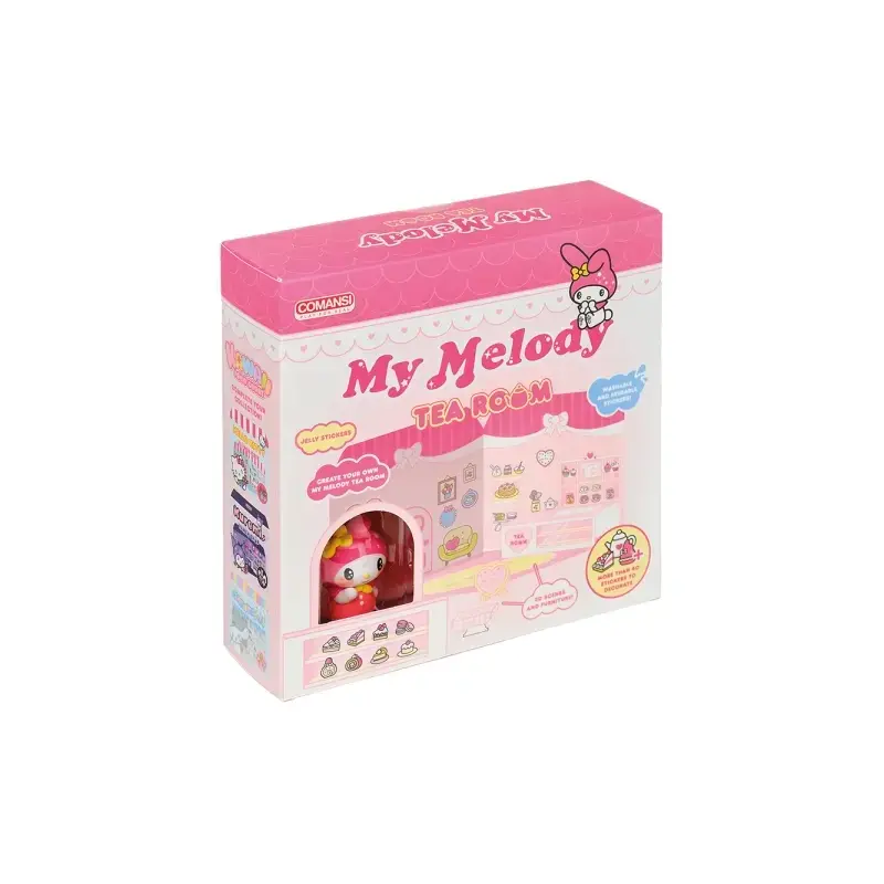 Comansi Sticker House My Melody Tea Room - Incluye Figura - Stickers Lavables - Escenario Adorable - Juego Creativo | Ahorro Imp
