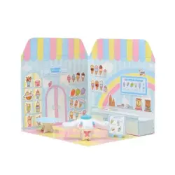 Comansi Sticker House Cinnamoroll Ice Cream Parlour - Incluye Figura - Stickers Lavables - Escenario Adorable - Juego Creativo |