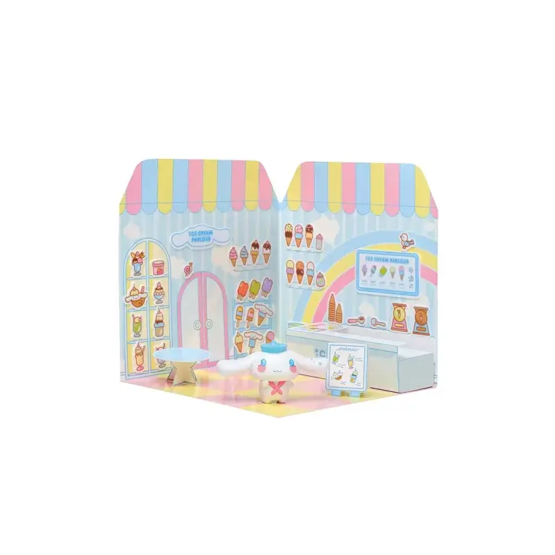 Comansi Sticker House Cinnamoroll Ice Cream Parlour - Incluye Figura - Stickers Lavables - Escenario Adorable - Juego Creativo |