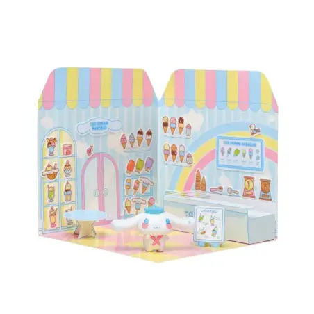 Comansi Sticker House Cinnamoroll Ice Cream Parlour - Incluye Figura - Stickers Lavables - Escenario Adorable - Juego Creativo |