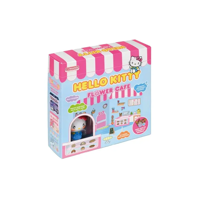 Comansi Sticker House Hello Kitty Flower Cafe - Incluye Figura - Stickers Lavables - Escenario Adorable - Juego Creativo | Ahorr
