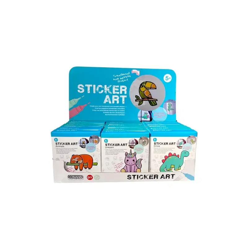 Comansi Display Sticker Art Basic 18 Unidades - Pegatinas Creativas para Ventanas - Manualidades Infantiles - Surtido Temático |