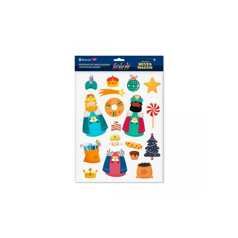Bismark Pack de Pegatinas de Pared Navideñas - Incluyen los 3 Reyes Magos - Diseños Surtidos | Ahorro Imprimiendo