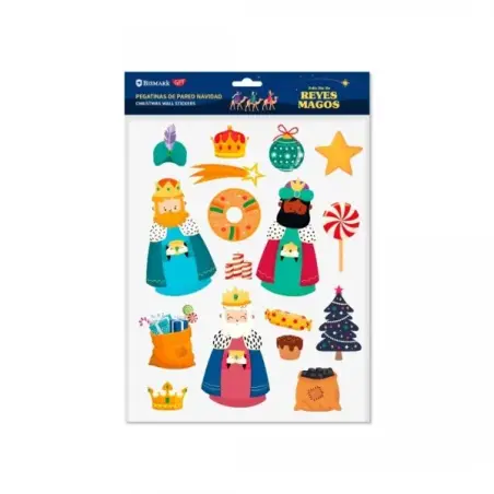 Bismark Pack de Pegatinas de Pared Navideñas - Incluyen los 3 Reyes Magos - Diseños Surtidos | Ahorro Imprimiendo