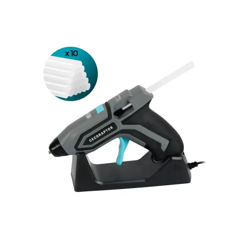 Cecotec CecoRaptor Perfect Fix 360 X‑Treme Pistola de Cola Termofusible - Autonomia 30min - Base de Carga - Bateria 1.5Ah 3.7V -