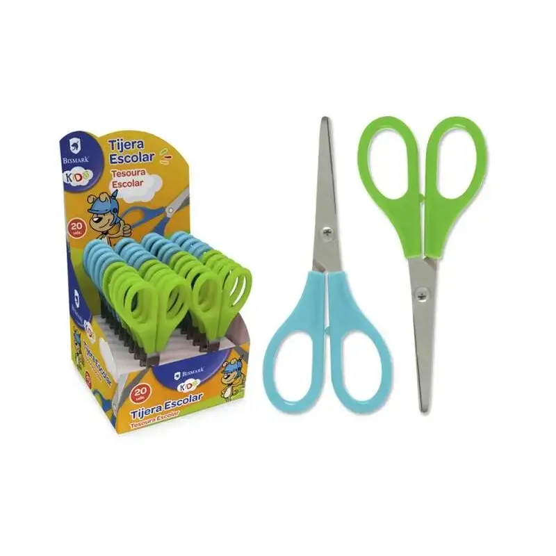 Bismark Kids Tijera Escolar 13cm - Mangos en Plastico - Punta Roma - Colores Azul y Verde | Ahorro Imprimiendo