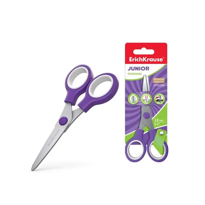 Erichkrause Standard Junior Tijeras de Acero Inoxidable 13cm - Extremos Redondeados - Resistente a la Corrosion - Mangos de Plas