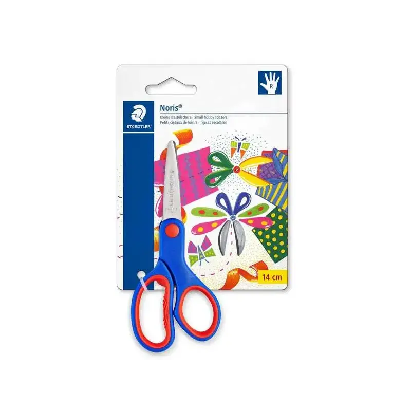 Staedtler Noris 965 Tijera Escolar de Seguridad - Agarre Ergonomico Suave - Cuchillas Romas - Longitud 14cm | Ahorro Imprimiendo