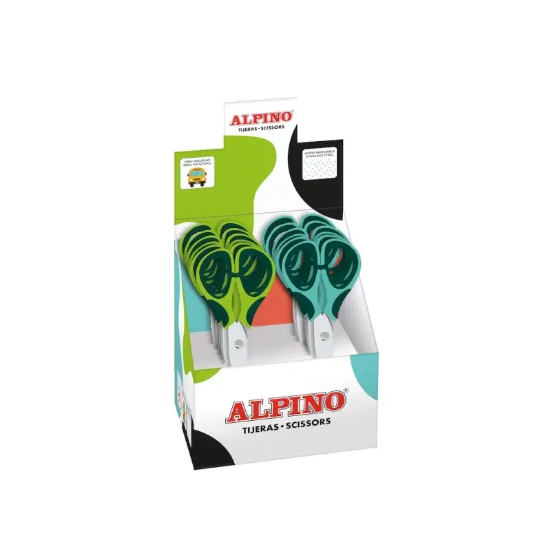 Alpino Colorfull Tijera Escolar 13cm - Acero Inoxidable - Punta Roma - Colores Surtidos | Ahorro Imprimiendo