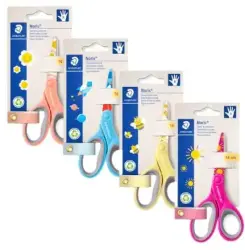 Staedtler Noris 965 Tijera Escolar 14cm - Agarre Ergonomico Suave - Cuchillas Romas - Colores Surtidos | Ahorro Imprimiendo