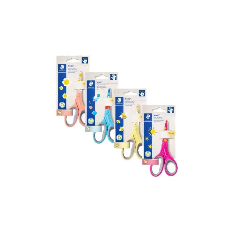Staedtler Noris 965 Tijera Escolar 14cm - Agarre Ergonomico Suave - Cuchillas Romas - Colores Surtidos | Ahorro Imprimiendo