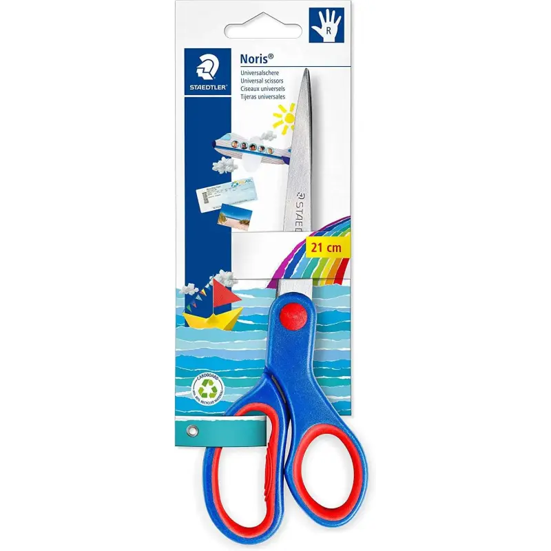 Staedtler Noris 965 Tijera Escolar para Niños - Acero Inoxidable - Suave y Ergonomica - Corte de Calidad - Longitud 21cm | Ahorr