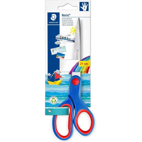 Staedtler Noris 965 Tijera Escolar para Niños - Acero Inoxidable - Suave y Ergonomica - Corte de Calidad - Longitud 21cm | Ahorr