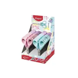 Maped Sensoft Tijera Escolar Punta Redonda 13cm - Hojas de Acero Inoxidable - Mango de Plastico Simetrico - Colores Pastel Surti