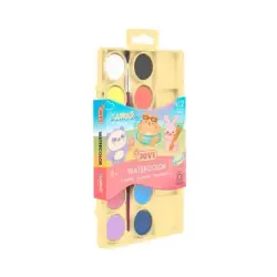 Jovi Kawaii Pack de 12 Acuarelas en Pastilla 22mm + Pincel - Facilmente Mezclables - Colores Kawaii Surtidos | Ahorro Imprimiend