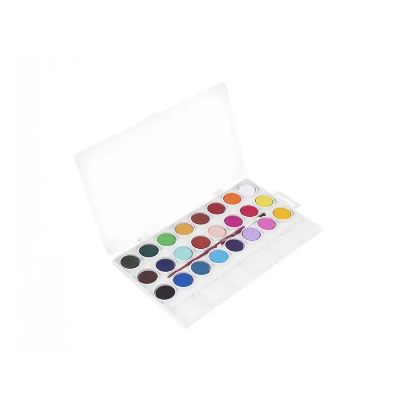 Jovi Pack de 24 Acuarelas en Pastilla 22mm + Pincel - Brillantes - Facilmente Mezclables - Colores Surtidos | Ahorro Imprimiendo