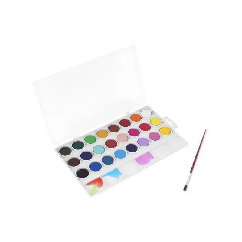 Jovi Pack de 24 Acuarelas en Pastilla 22mm + Pincel - Brillantes - Facilmente Mezclables - Colores Surtidos | Ahorro Imprimiendo
