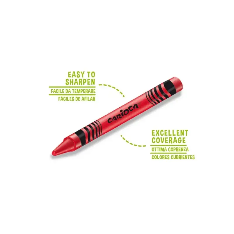 Carioca Pack de 12 Ceras de Colores - Lavables - Cuerpo de Ø 8mm - Colores Surtidos | Ahorro Imprimiendo