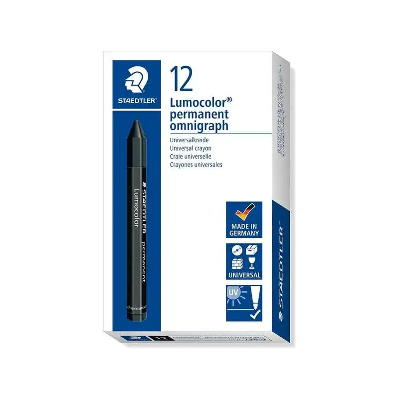 Staedtler Lumocolor Permanent Omnigraph 236 Cera Permanente Hexagonal - Resistente al Agua - Diametro 12mm Aprox - Color Negro |