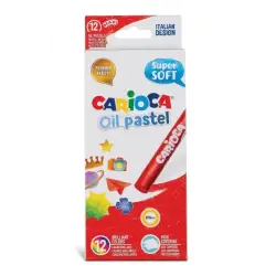 Carioca Pack de 12 Pasteles al Oleo - Maxi Cuerpo Ø 10mm - Lavables - Resistentes a la Luz - Faciles de Mezclar - Uso en Papel,