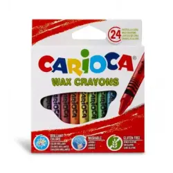 Carioca Pack de 24 Ceras de Colores - Lavables - Cuerpo de Ø 8mm - Colores Surtidos | Ahorro Imprimiendo