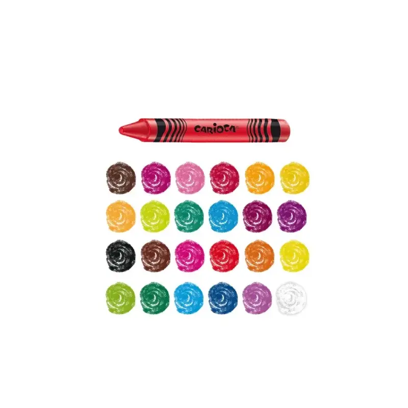 Carioca Pack de 24 Ceras de Colores - Lavables - Cuerpo de Ø 8mm - Colores Surtidos | Ahorro Imprimiendo