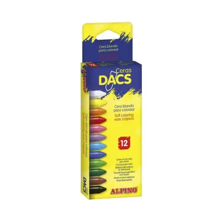 Alpino Dacs Pack de 12 Ceras Blandas de Colores - Textura Cremosa - Mezclables - Pintado Suave y Cubriente - Colorido y Creativo