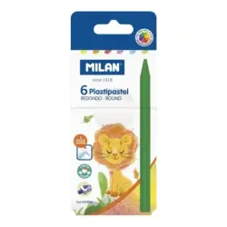 Milan Plastipastel Pack de 6 Ceras de Colores Redondas - Colores Surtidos | Ahorro Imprimiendo