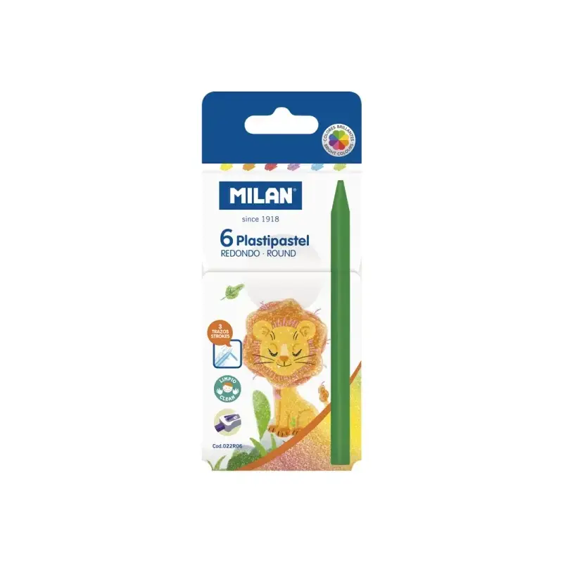 Milan Plastipastel Pack de 6 Ceras de Colores Redondas - Colores Surtidos | Ahorro Imprimiendo