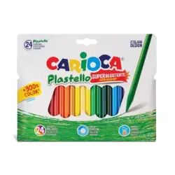 Carioca Plastello Pack de 24 Plasticeras Extra Limpias - No Dejan Color en las Manos - Duran Tres Veces Mas - Colores Brillantes