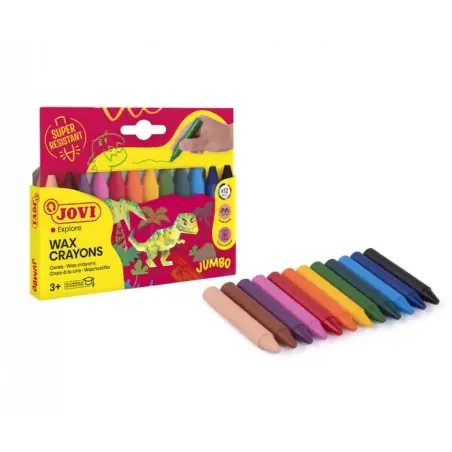 Jovi Jumbo Estuche de 12 Ceras Redondeadas - Resistentes - No Manchan - Colores Surtidos | Ahorro Imprimiendo