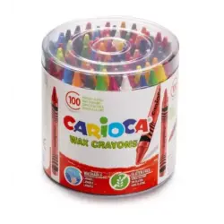 Carioca Pack de 100 Ceras Pastel - Colores Brillantes - Lavables - Cuerpo de Ø 8mm - Color Varios | Ahorro Imprimiendo