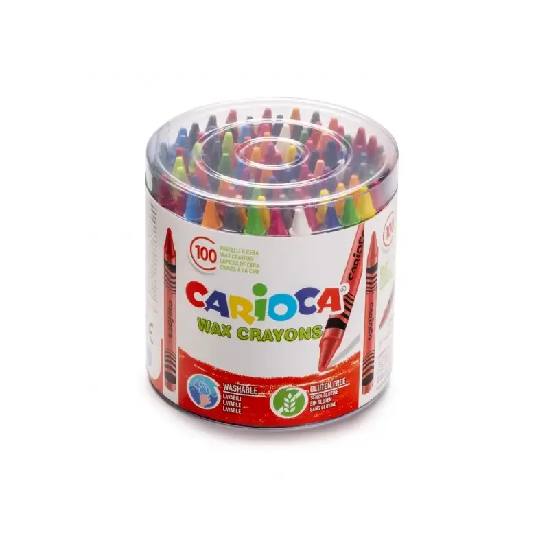 Carioca Pack de 100 Ceras Pastel - Colores Brillantes - Lavables - Cuerpo de Ø 8mm - Color Varios | Ahorro Imprimiendo