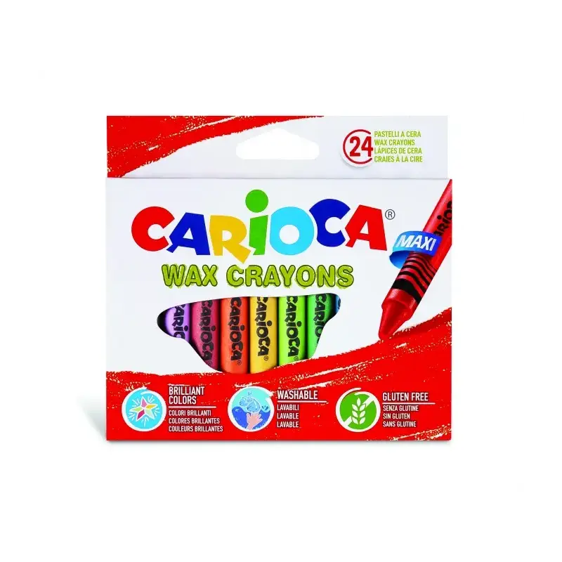 Carioca Maxi Pack de 24 Ceras de Colores - Lavables - Cuerpo de Ø 12mm - Colores Surtidos | Ahorro Imprimiendo