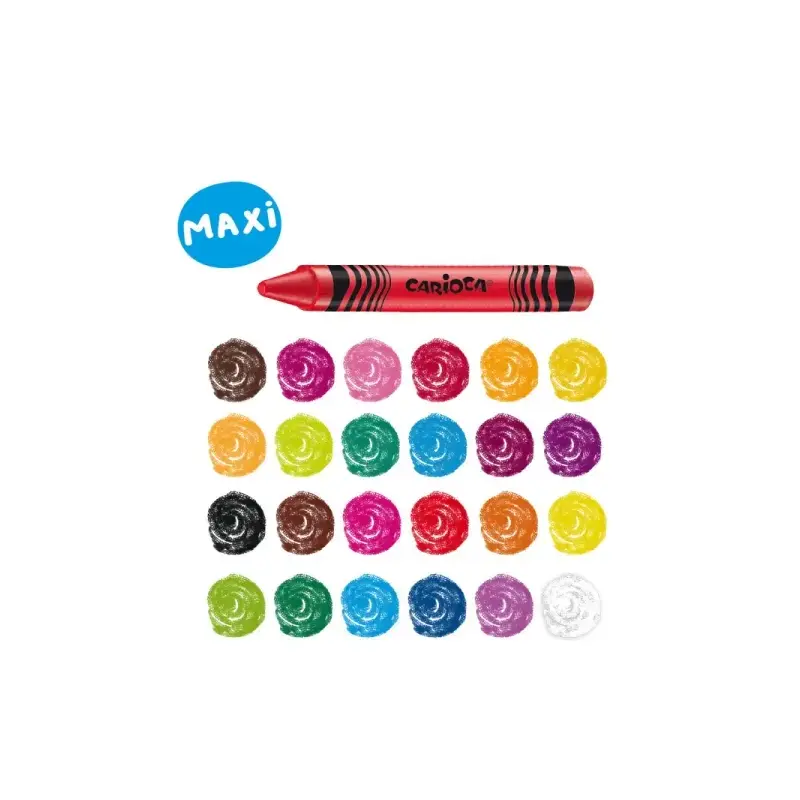 Carioca Maxi Pack de 24 Ceras de Colores - Lavables - Cuerpo de Ø 12mm - Colores Surtidos | Ahorro Imprimiendo