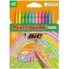 Bic Kids Plastidecor Pastel Caja de 12 Lapices de Cera - Extraresistentes - Facil de Sacar Punta - No Mancha - Colores Pastel Su