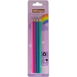 MKtape Pack de 4 Lapices Triangulares de Colores - Mina de 3,0mm - Resistencia a la Rotura - Colores Pastel | Ahorro Imprimiendo
