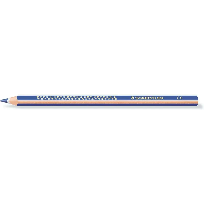 Staedtler Jumbo Noris 128 Lapiz Triangular de Color - Mina de 4mm - Resistencia a la Rotura - Diseño Ergonomico - Color Azul | A